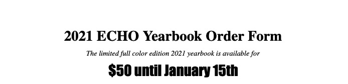 BRHS ECHO 2021 Yearbook Presale - Vernon (Non Refundable) BRHS ECHO 2021 Yearbook Presale - Vernon (Non Refundable)